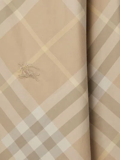 Burberry Men Beige Shirt With Button-down Collar And Check Motif In Cotton Man In Neutral
