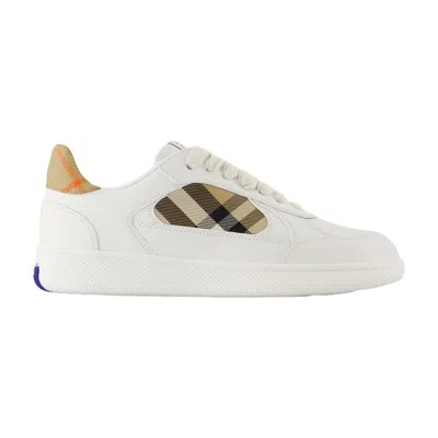 Burberry White Leather Sneaker Terrace And Check