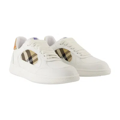 Burberry White Leather Sneaker Terrace And Check