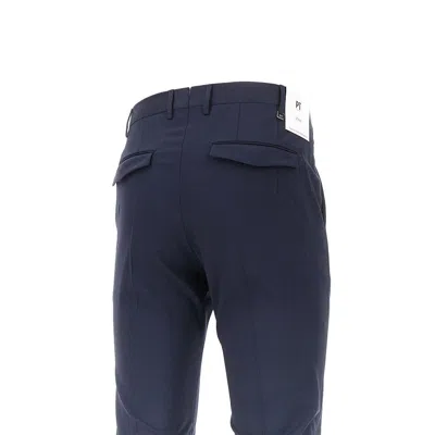 Pt Torino Stretch Wool Master Fit Pants In Blue