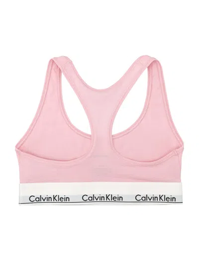 Calvin Klein Womens Buff Pink Icon Branded Stretch-cotton Blend Bralette In Pink