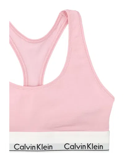 Calvin Klein Womens Buff Pink Icon Branded Stretch-cotton Blend Bralette In Pink