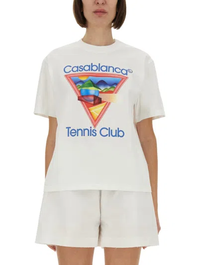 Casablanca Crew Neck Graphic Print Short Sleeves Top