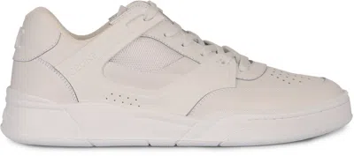 Celine Men Ct-09 Leather Sneakers With Mesh Inserts In White