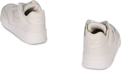 Celine Men Ct-09 Leather Sneakers With Mesh Inserts In White