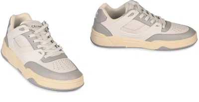 Celine Trainer Ct-09 Low Lace-up Sneaker In Calfskin And Mesh In Neutral