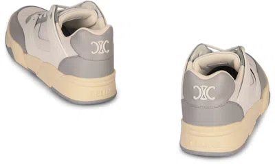 Celine Trainer Ct-09 Low Lace-up Sneaker In Calfskin And Mesh In Neutral