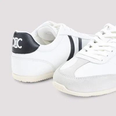 Celine Optic White Calf Leather Triomphe Sneakers In Multi