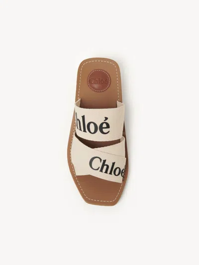 Chloé Block Heel Open Toe Square Sandals In White