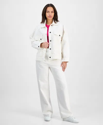 Hugo Boss Women's Cotton Denim Button-front Jacket In Gray