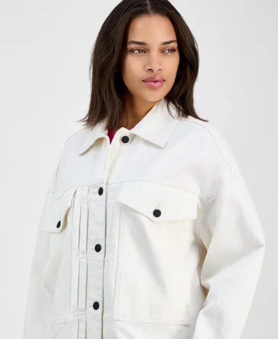Hugo Boss Women's Cotton Denim Button-front Jacket In Gray