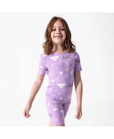 Bellabu Bear Kids Unisex Hedwig's Magical Mail 2-piece Short Sleeve & Shorts Pajama Set In Purple