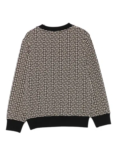 Balmain Monogram-pattern Button-detail Sweater In Black