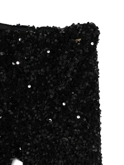 Elisabetta Franchi La Mia Bambina Sequin-embellished Trousers Set In Black