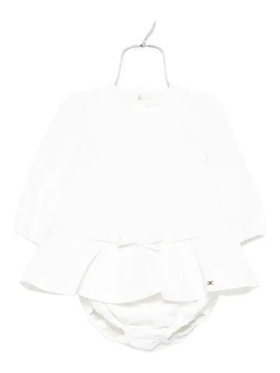Elisabetta Franchi La Mia Bambina Bow-detail Ruffled Dress In White