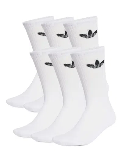 Adidas Originals Trefoil-jacquard Socks (pack Of Six) In White