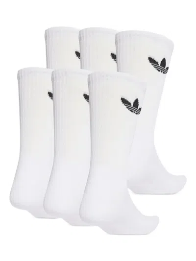 Adidas Originals Trefoil-jacquard Socks (pack Of Six) In White