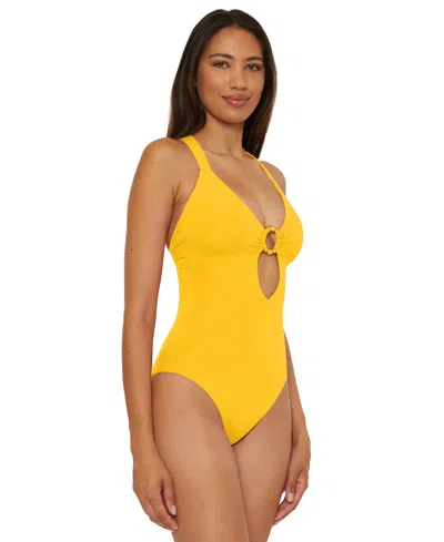 Becca Marble Canyon Ring One-piece Swimsuit In Yellow