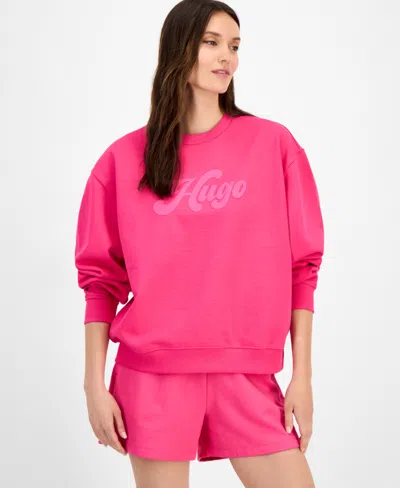 Hugo Boss Relaxed-fit Sweatshirt With Retro Logo In Pink