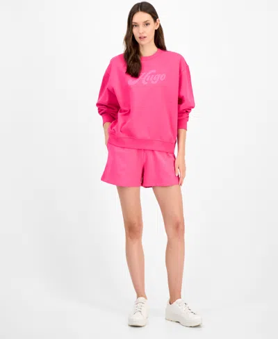 Hugo Boss Relaxed-fit Sweatshirt With Retro Logo In Pink