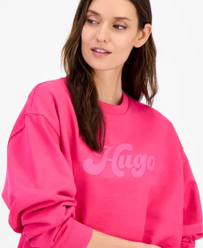 Hugo Boss Relaxed-fit Sweatshirt With Retro Logo In Pink