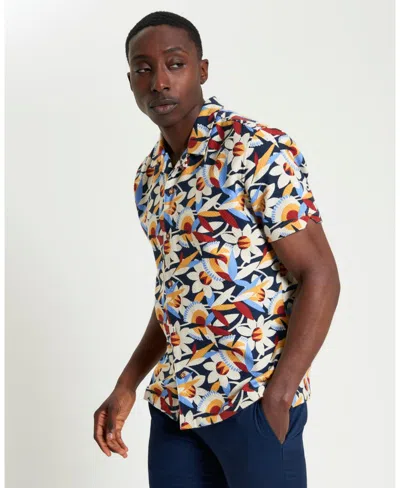 Ben Sherman Men's Abstract Floral Print Short Sleeve Shirt In Multi