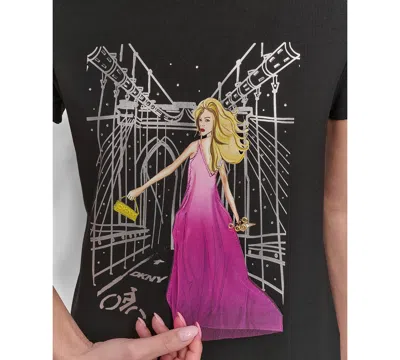 Dkny Brooklyn Bridge Graphic T-shirt In Black