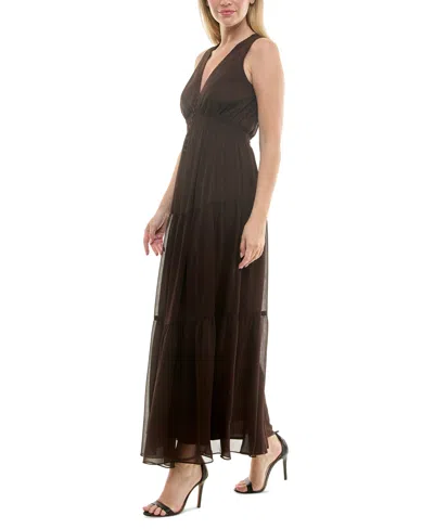 Taylor Women's Sleeveless Chiffon Maxi Dress In Black