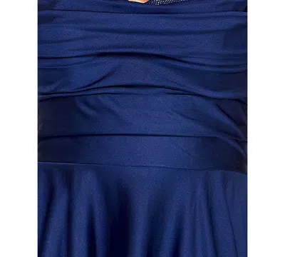 City Studios Juniors' Satin Sweetheart Fit & Flare Dress In Blue