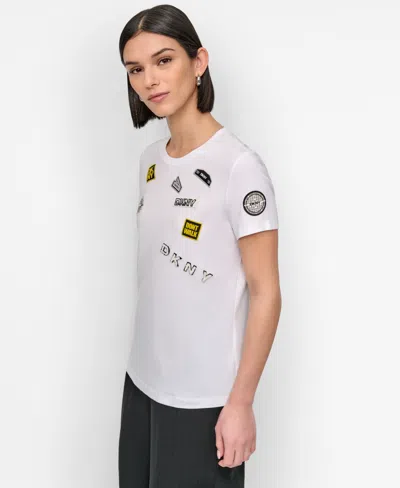 Dkny Pins & Patches T-shirt In White