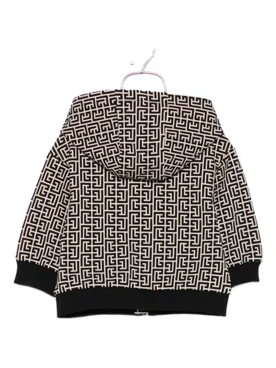 Balmain Monogram-pattern Hoodie In Black