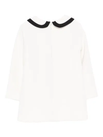 Elisabetta Franchi La Mia Bambina Peter Pan-collar Pocket Dress In White