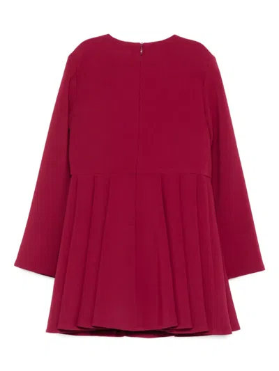 Elisabetta Franchi La Mia Bambina Logo-embellished Flared Dress In Red