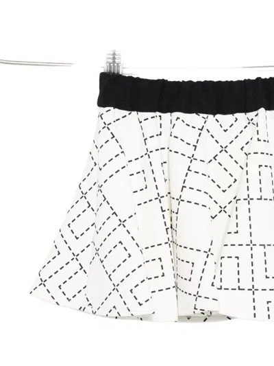 Elisabetta Franchi La Mia Bambina Monogram-print Skirt In Black