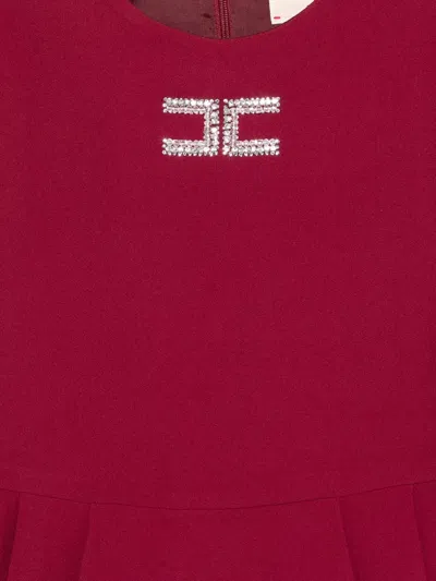 Elisabetta Franchi La Mia Bambina Logo-embellished Flared Dress In Red