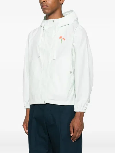 Kenzo Floral-print Hooded Jacket In White