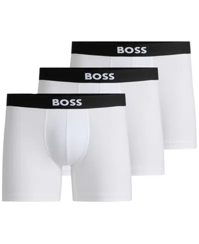 Hugo Boss Three-pack Boxer Briefs In Stretch In Gray