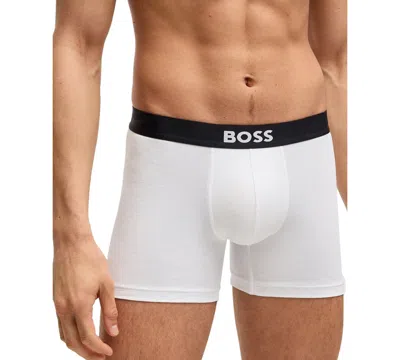 Hugo Boss Three-pack Boxer Briefs In Stretch In Gray