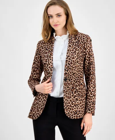 Anne Klein One-button Stretch Cotton Blazer