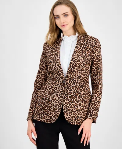 Anne Klein One-button Stretch Cotton Blazer