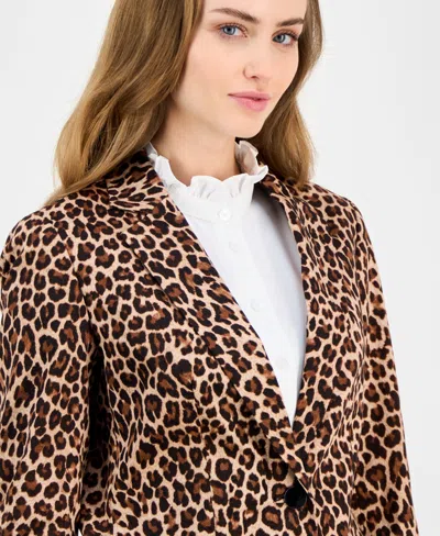 Anne Klein One-button Stretch Cotton Blazer