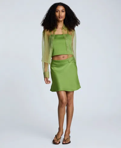 Kenneth Cole Satin Miniskirt In Green