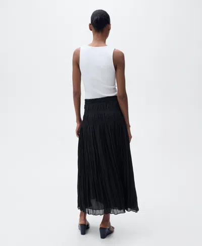 Mango Pleated Midi Skirt In Black