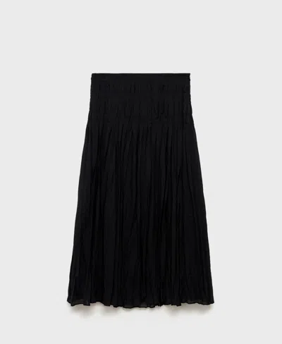 Mango Pleated Midi Skirt In Black