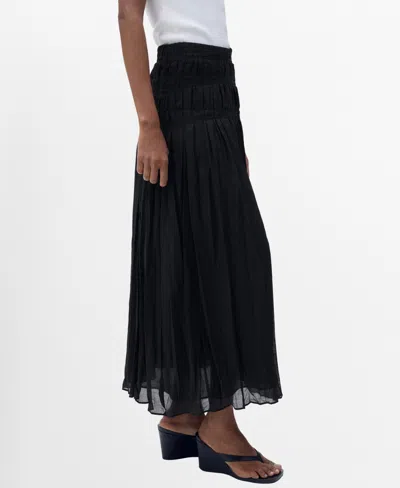 Mango Pleated Midi Skirt In Black
