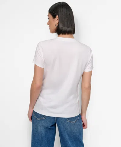 Dkny Women's Bow Bridge Conversational Crewneck Tee In White