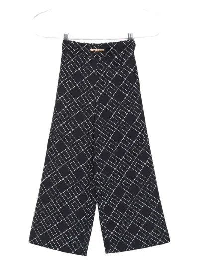 Elisabetta Franchi La Mia Bambina Geometric-pattern Trousers In Black