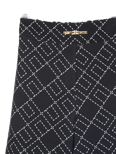 Elisabetta Franchi La Mia Bambina Geometric-pattern Trousers In Black
