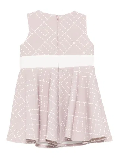 Elisabetta Franchi La Mia Bambina Monogram-print Flared Dress In Pink