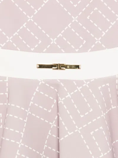 Elisabetta Franchi La Mia Bambina Monogram-print Flared Dress In Pink